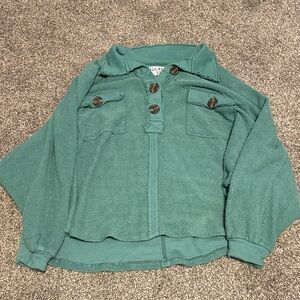 BUCKETLIST Green Quarter Button Sweater